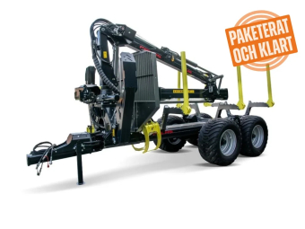 Palms Ekipage Entreprenören Paketerat och klart Palms Skogsvagn Palms med P5.85-H12X Vårt skogsekipage ENTREPRENÖREN består av helt nya Palms 11UX som är en vagn med 
unibodyram kombinerat med skogskran 5.85.

Ventilpaket Parker L90 PRO med minispakar
Ventilblock monterad på bom
Stödben lavett med 3-punktsfäste
Rotator 55 kN med bultförband
Grip 0,23
Bromslänk rotator dubbel
Vinsch med radioenhet We-1400
Arbetsbelysning för skogskran
U-ram med 3 par stöttor skotartyp
Hjul 550/45-22,5, BKT
Stödben mekaniskt med sprint
Skandinaviskt drag skogsvagn
Lås för första paret stöttor
Rulldrift 4WD med elektrisk hastighetsjustering
Broms 2-hjuls hydraulisk